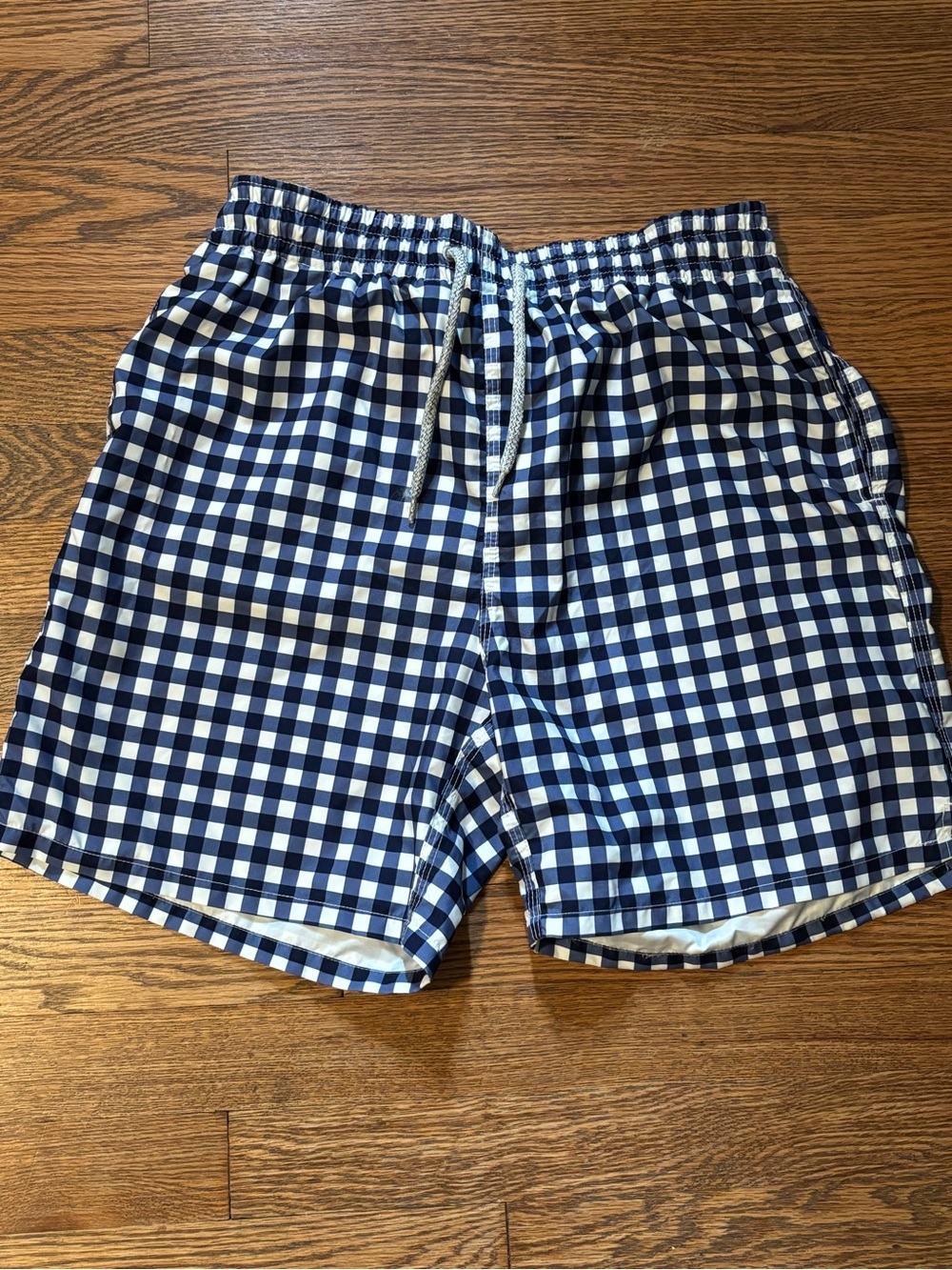Michaels Navy and White Gingham Swim Trunks